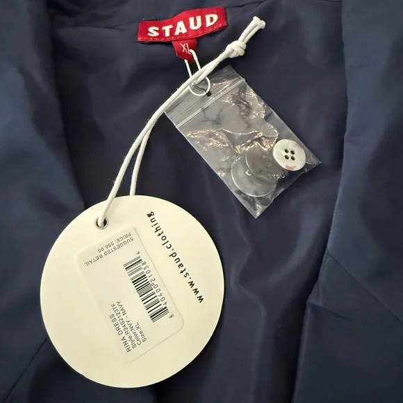NWT STAUD Rina Double-Breasted Belted Minidress - Elegant Blue Women's Jacket - Picture 10 of 15